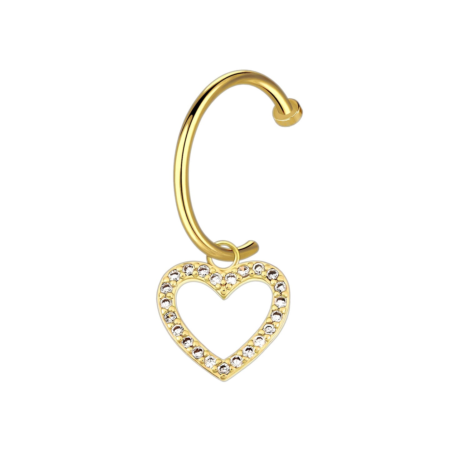 Surgical Steel Fake Lip Ring with Crystal Heart Dangle