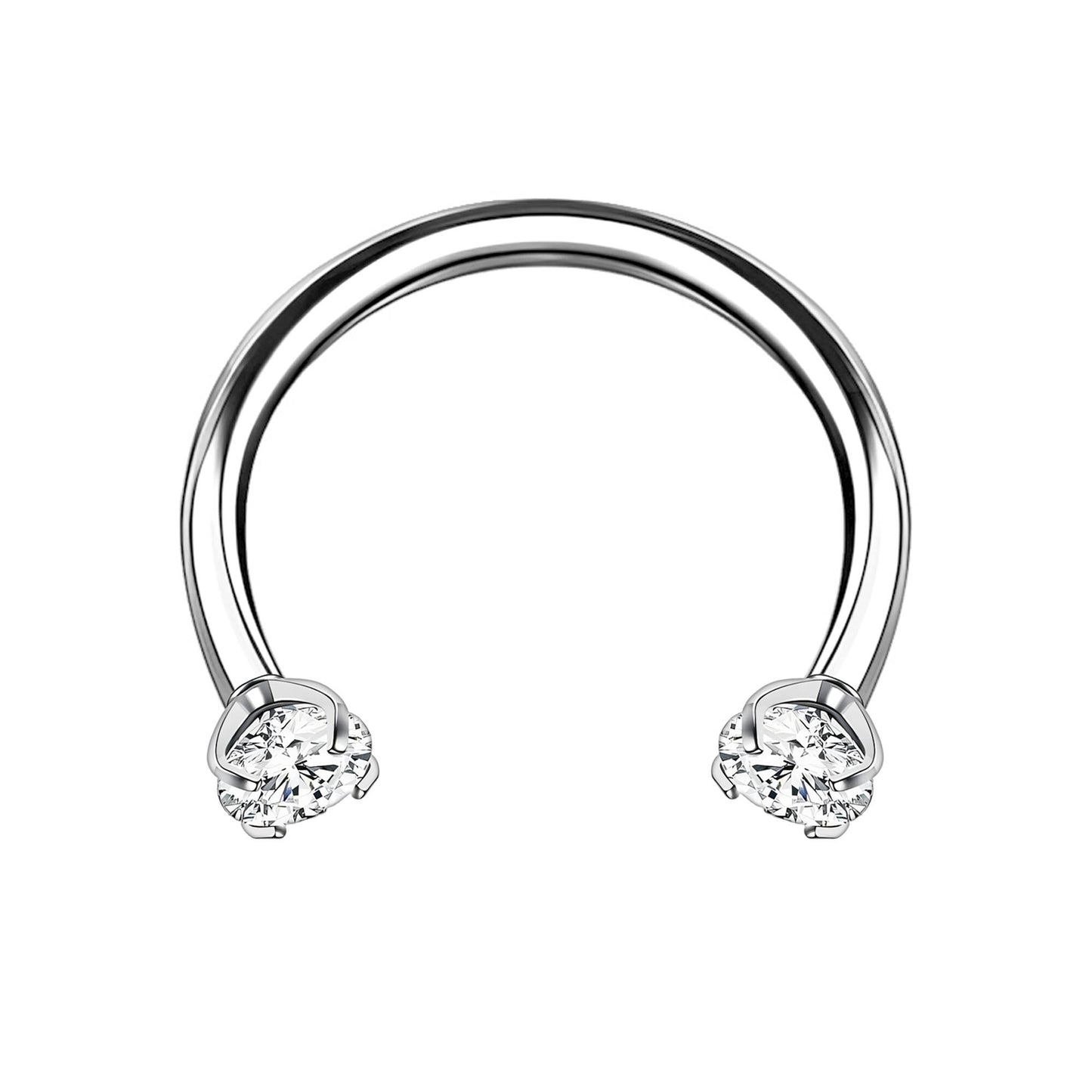 Titanium Horseshoe Ring with Clear Zirconia