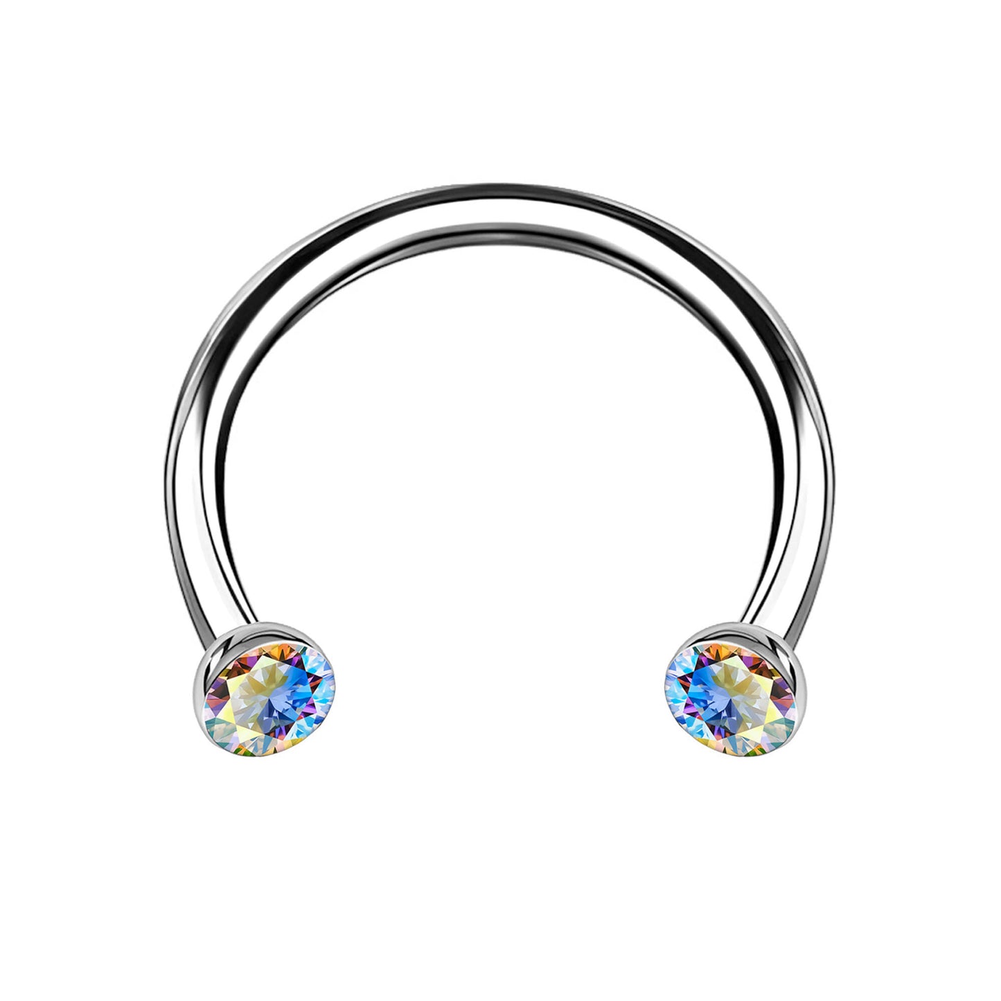 Titanium Horseshoe Ring with AB Crystals