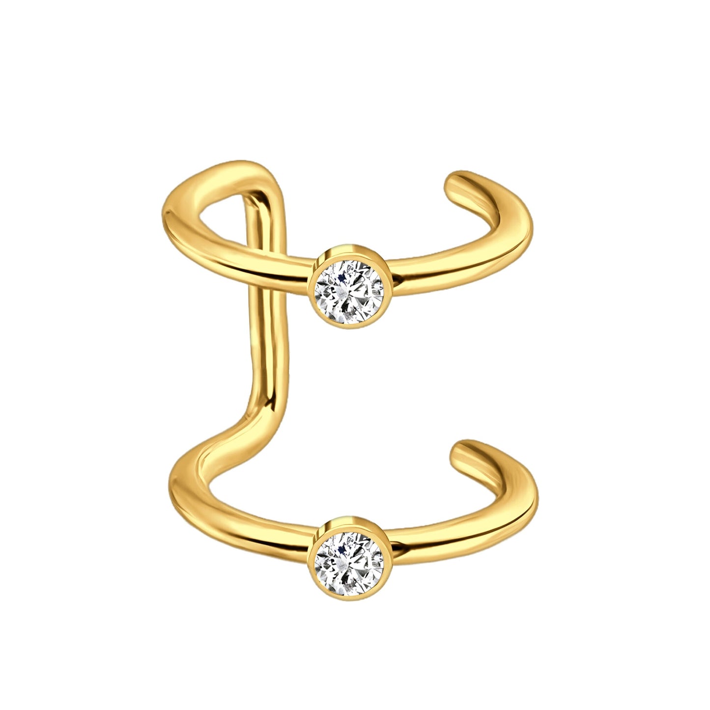 Surgical Steel Ear Cuff with Double Hoops and Zirconia