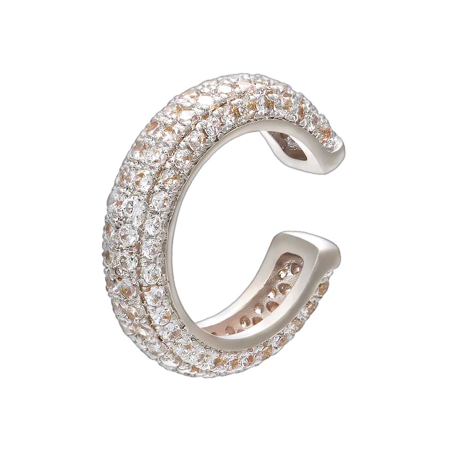 Platinum Plated Ear Cuff in Thick Style with Clear CZ