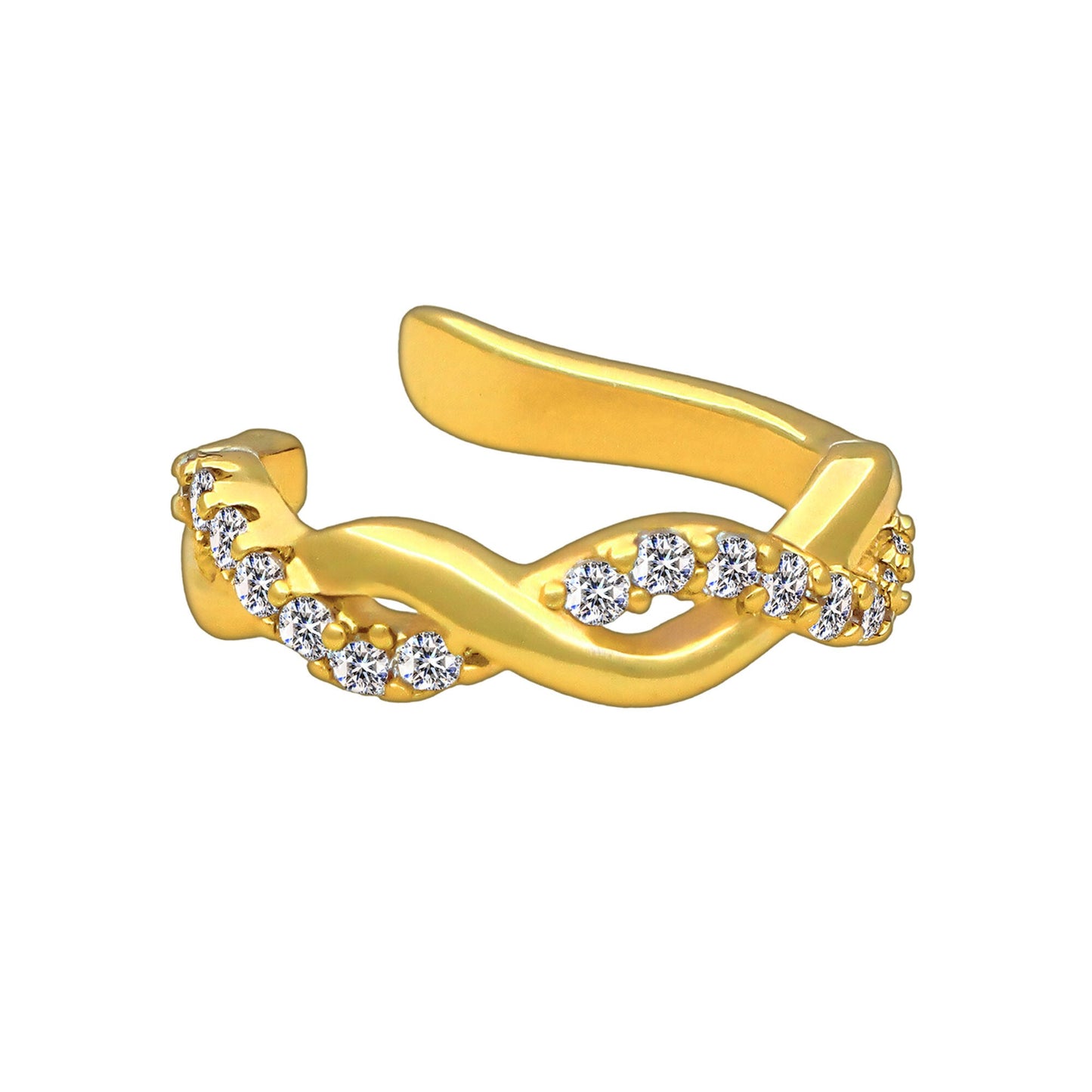 Gold Plated Ear Cuff in Modern Style with Zirconia