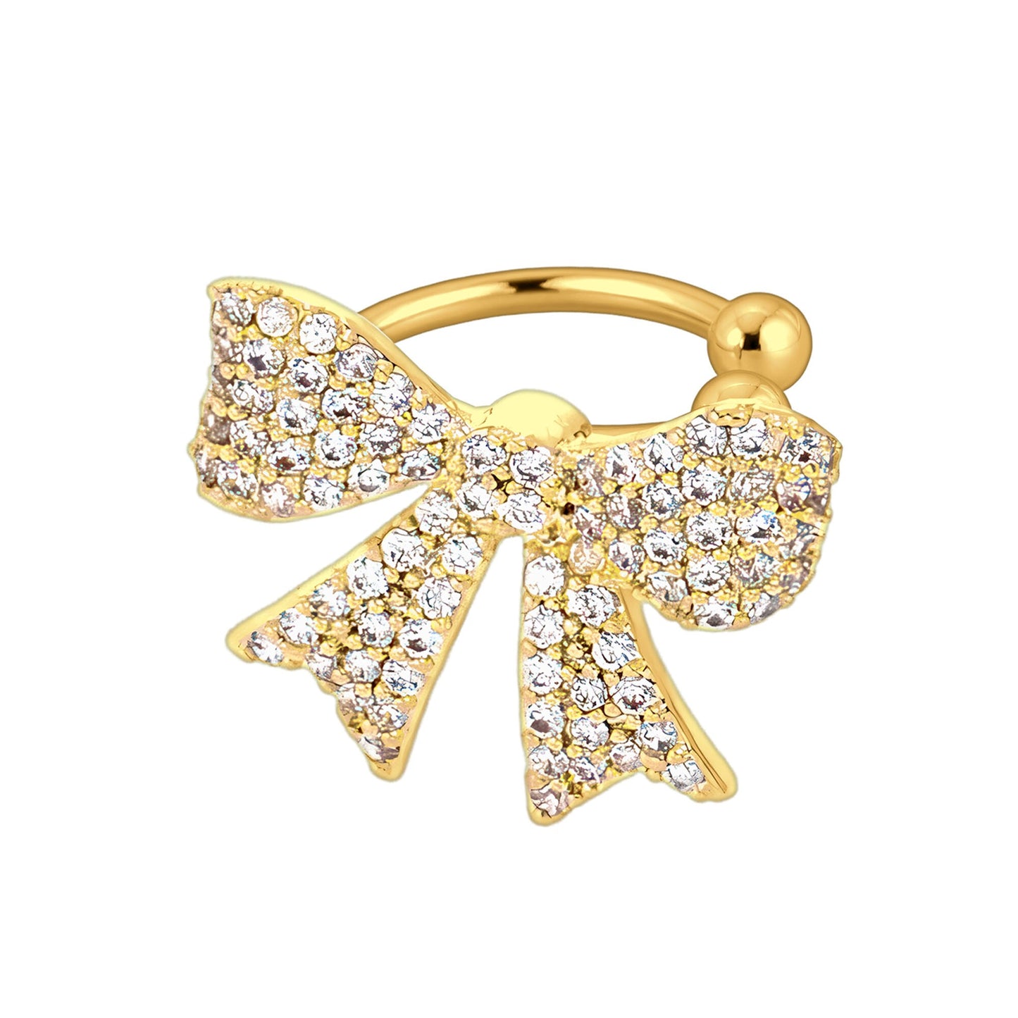 Gold Plated Ear Cuff with Bow and Zirconia