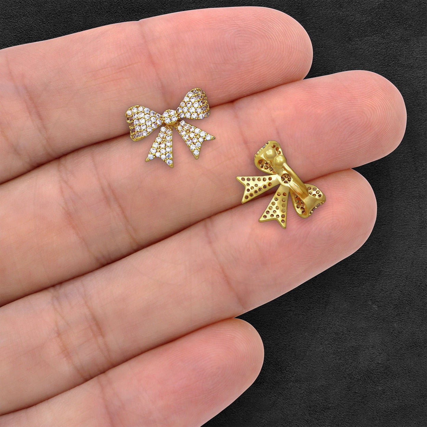 Gold Plated Ear Cuff with Bow and Zirconia