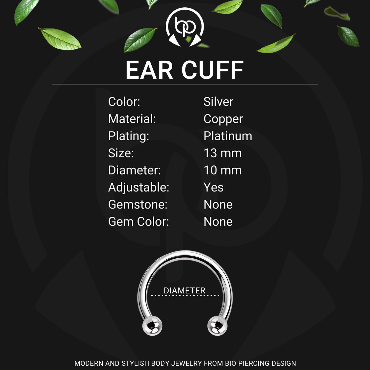 Platinum Plated Ear Cuff in Classic Style