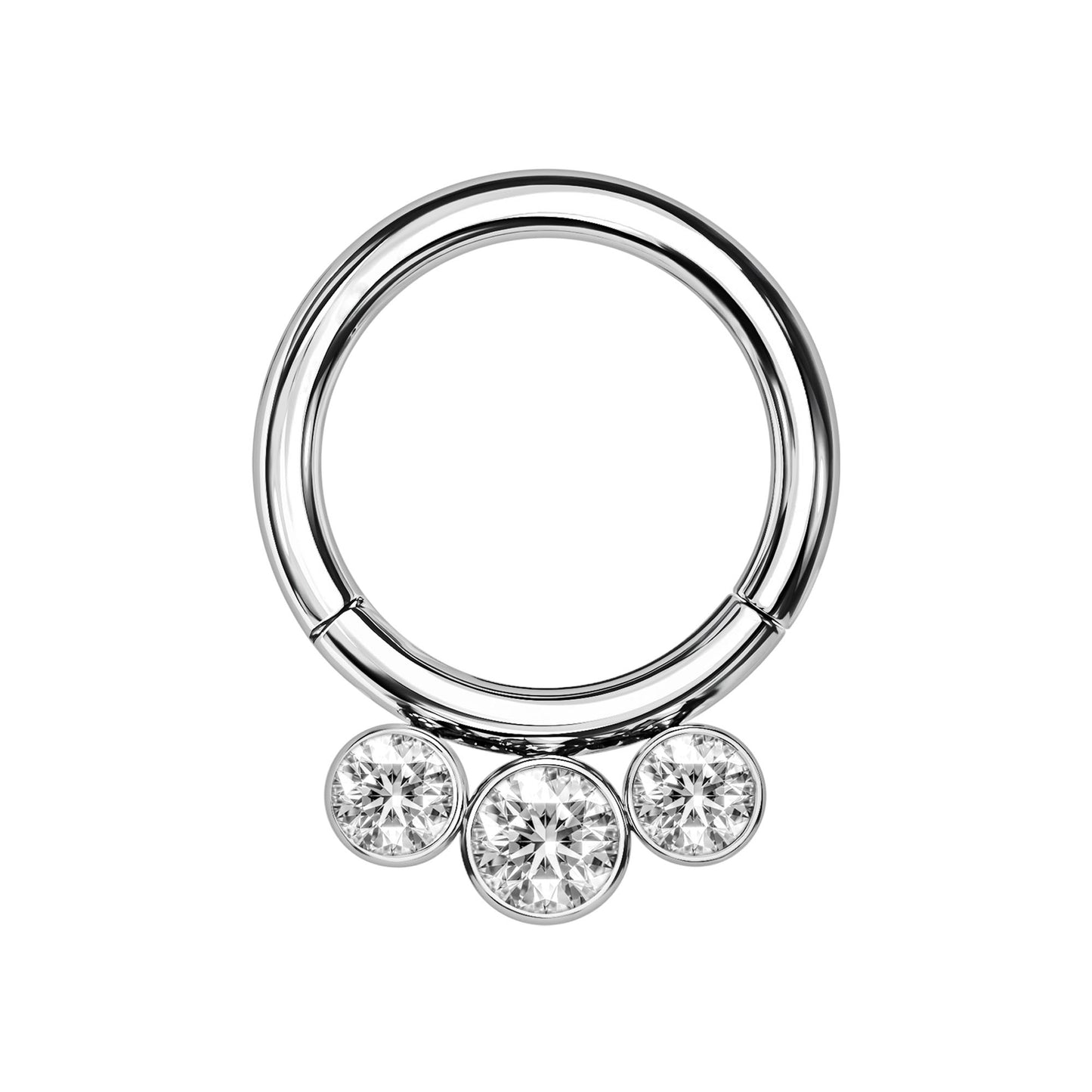 Titanium Clicker Ring with Zirconia Bezel Set