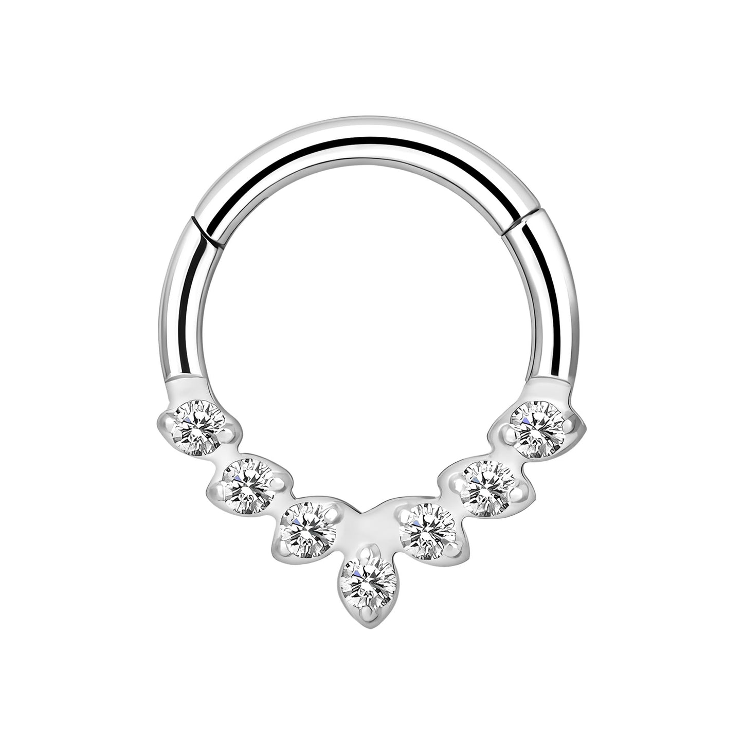 Titanium Clicker Ring in Modern Style with Crystals