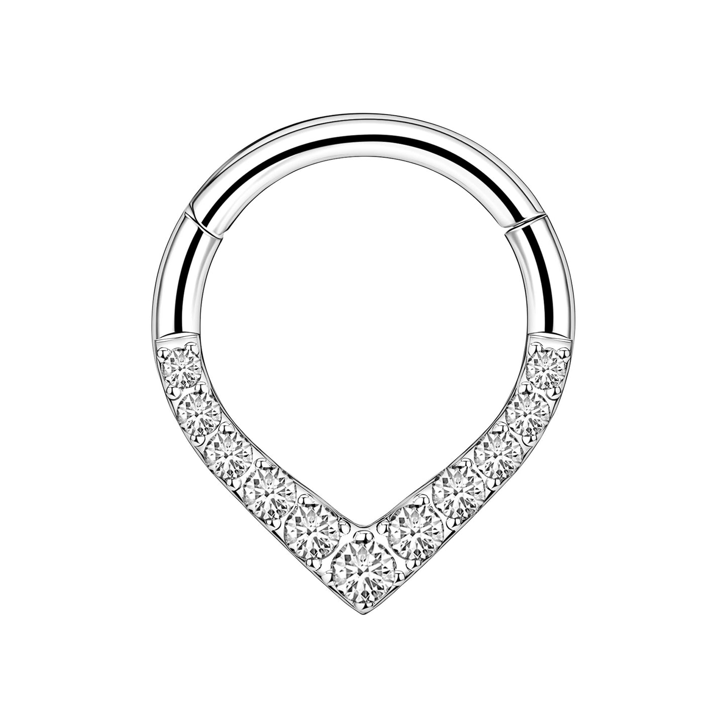 Titanium Clicker Ring in Modern Style with Crystals