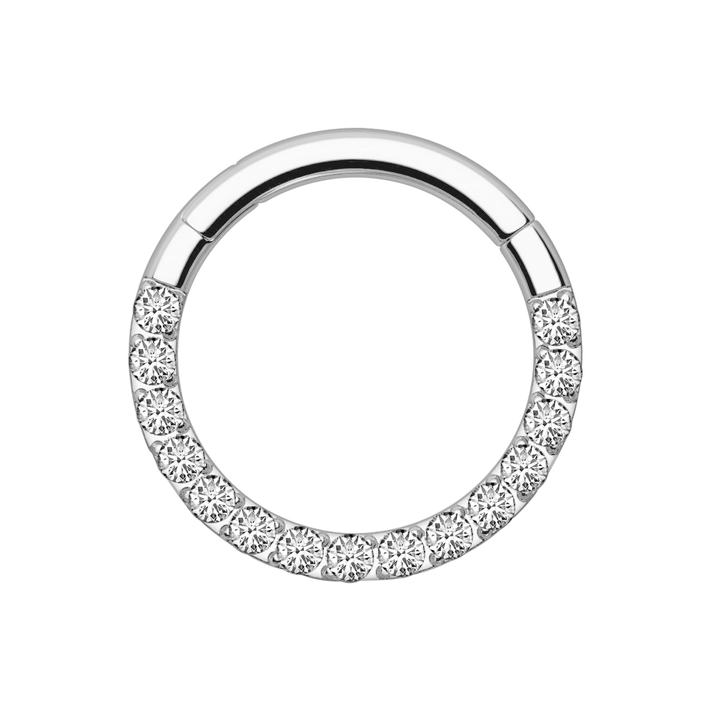 Titanium Clicker Ring in Classic Style with Clear CZ