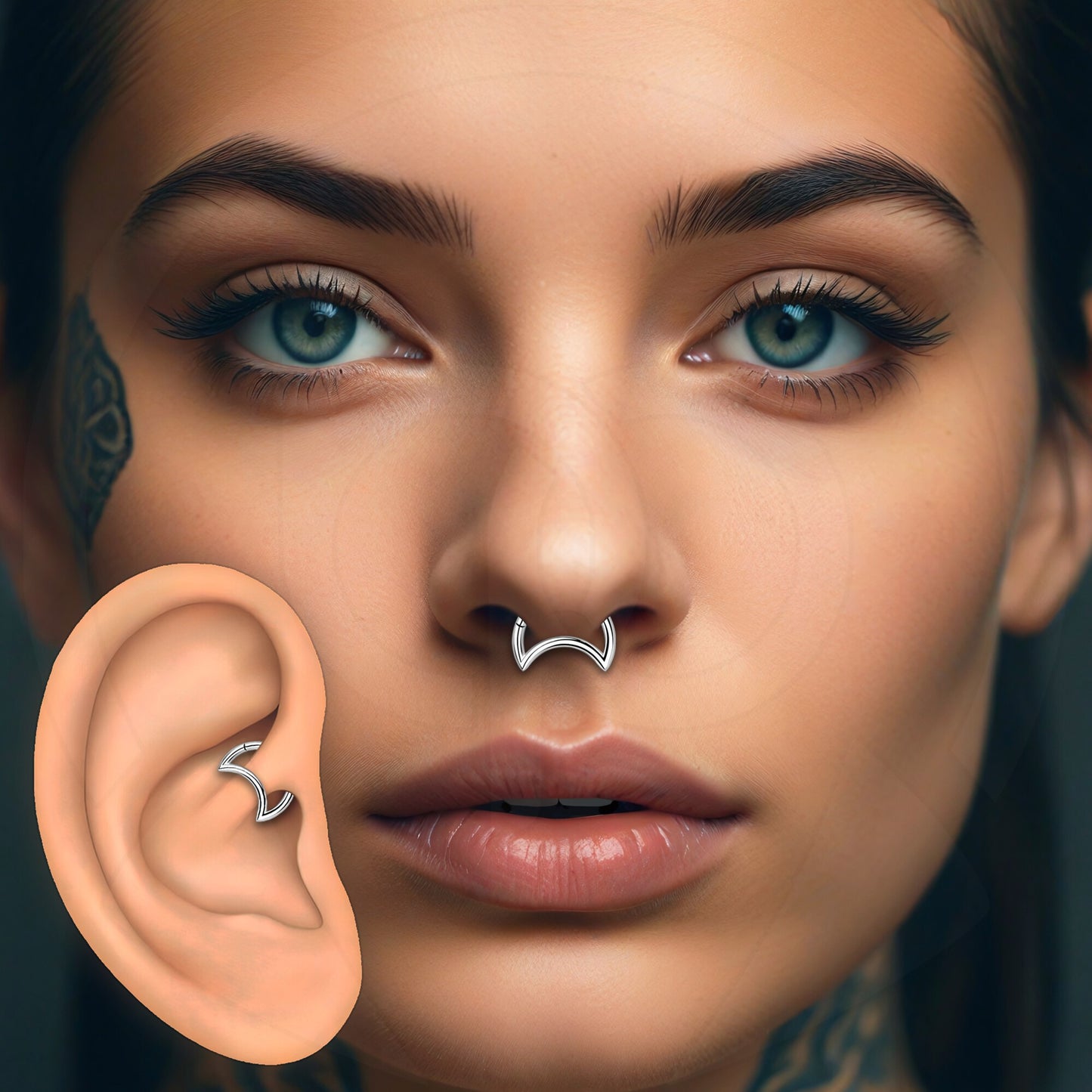 Titanium Clicker Ring in Crescent Shape
