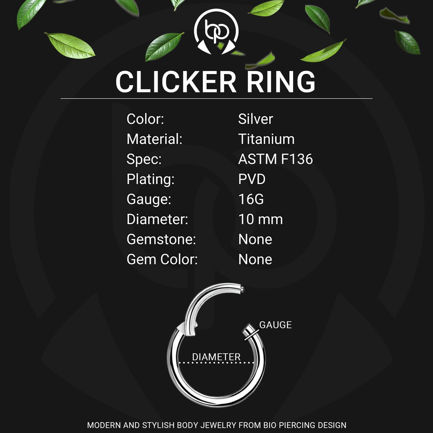 Titanium Clicker Ring with Double Hoops
