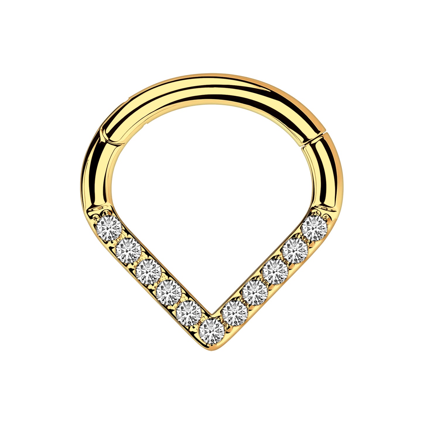 Titanium Clicker Ring in V Shape Style with CZ