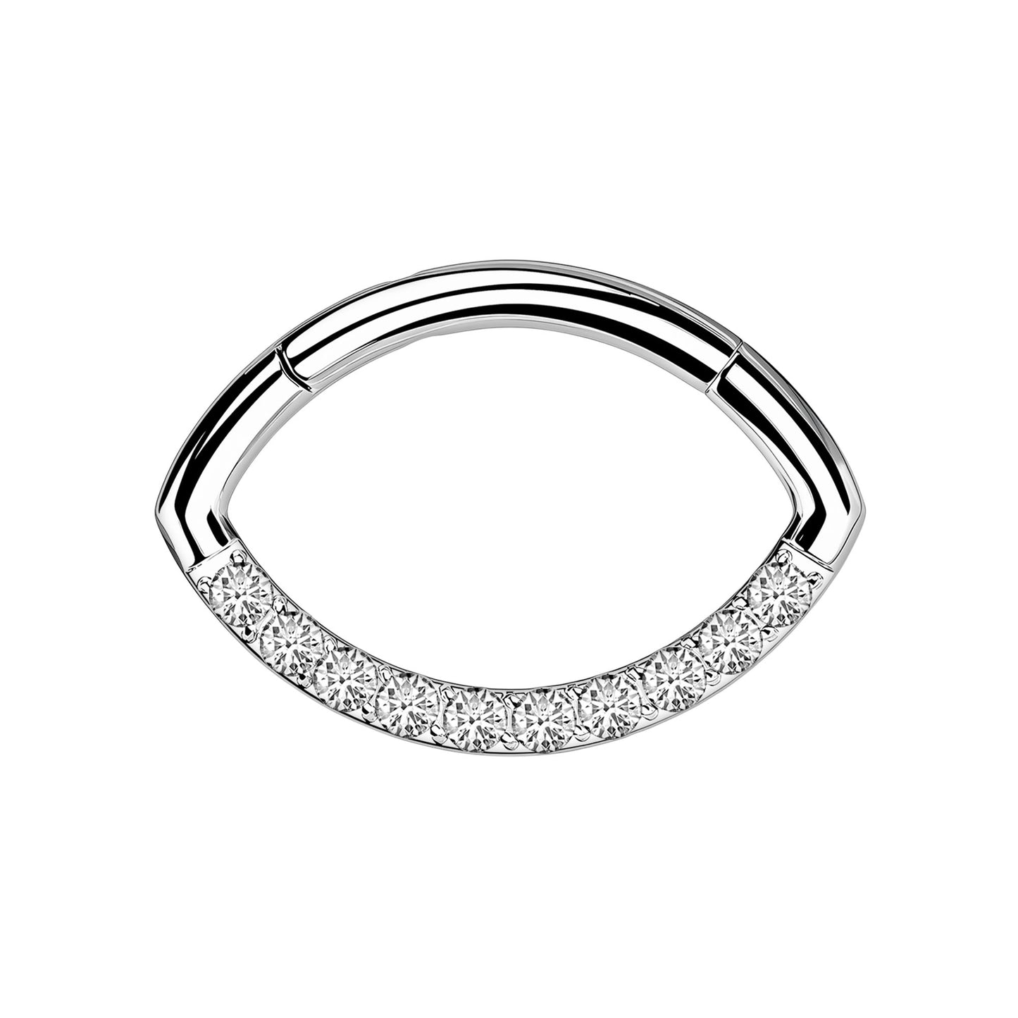 Titanium Clicker Ring in Oval Shape with CZ