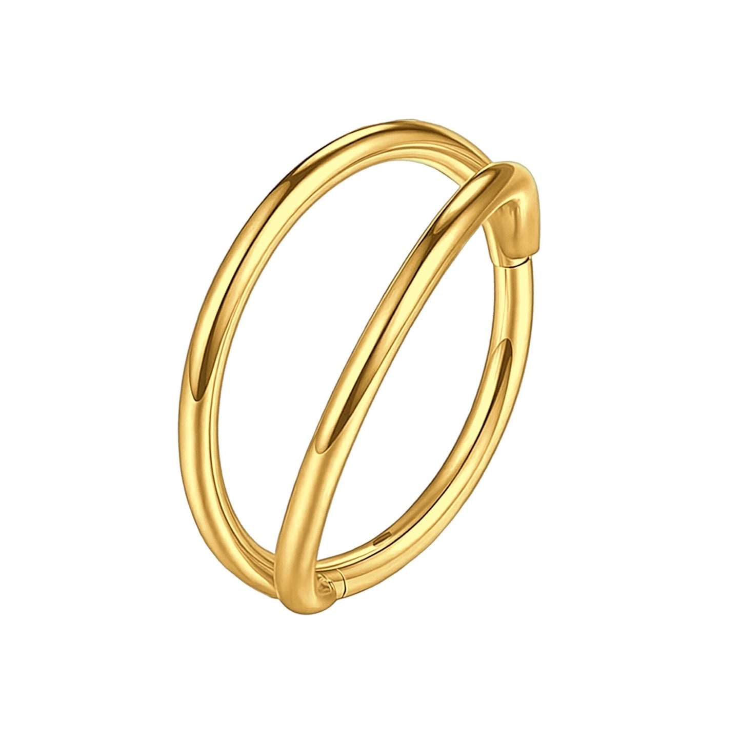 Titanium Clicker Ring in Classic Double Hoops Style