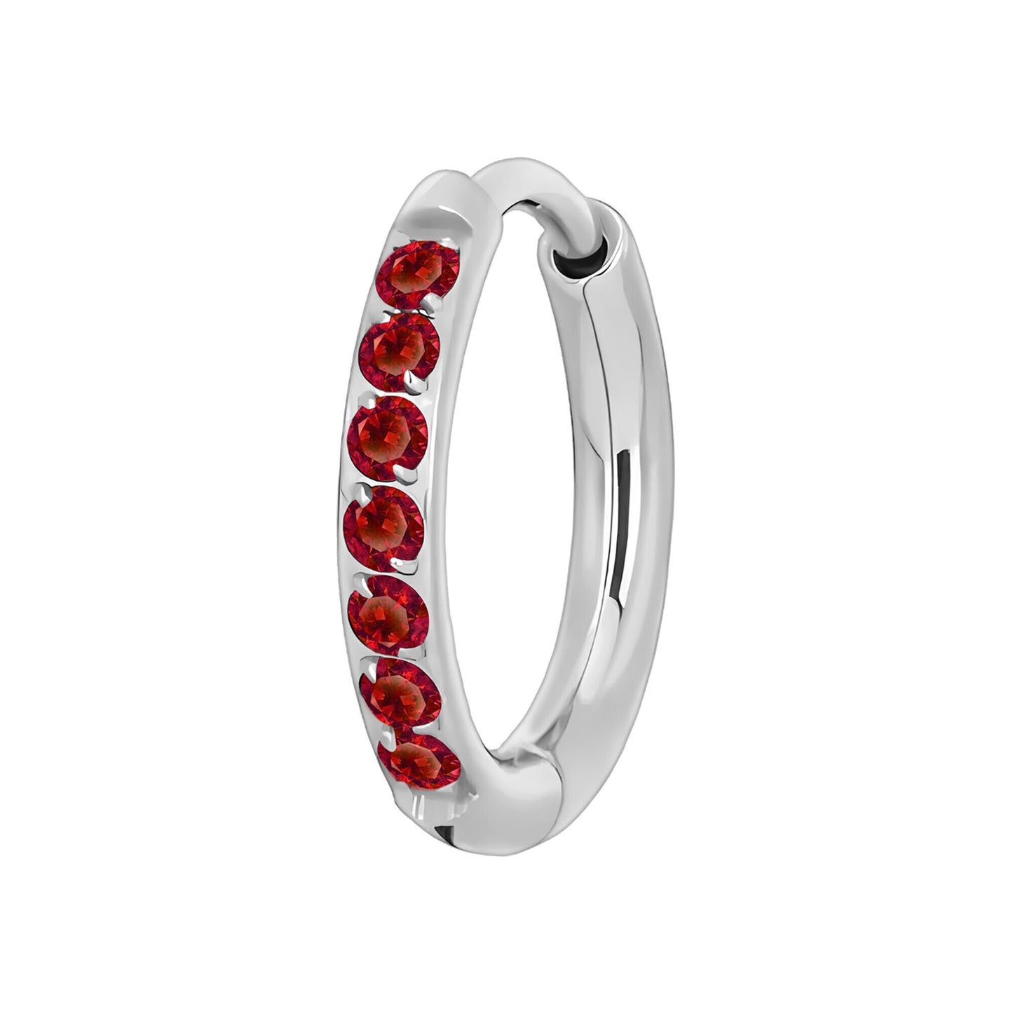 Titanium Clicker Ring in Classic Earring Style and Red CZ