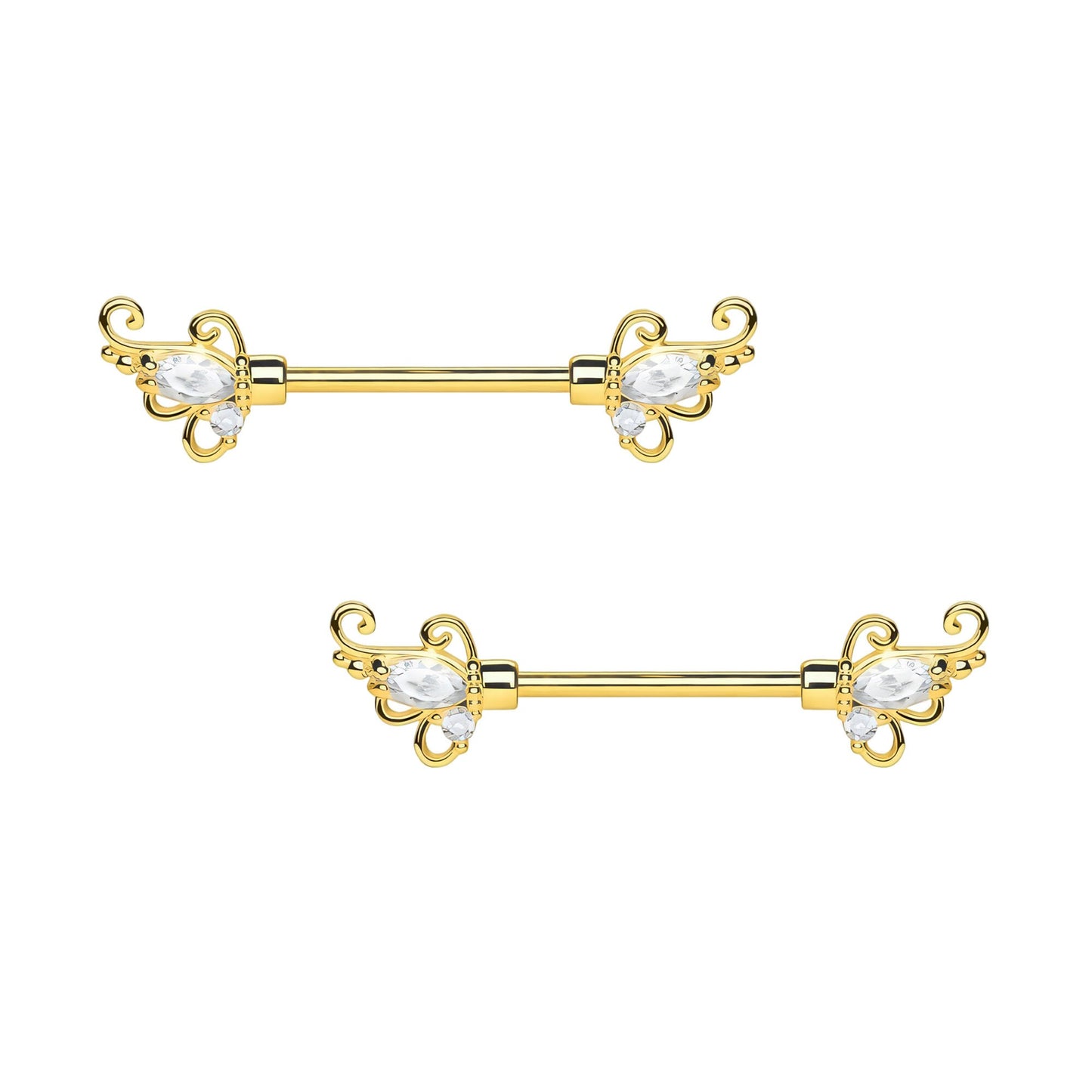 Surgical Steel Nipple Jewelry with Crystals Ornament CZ