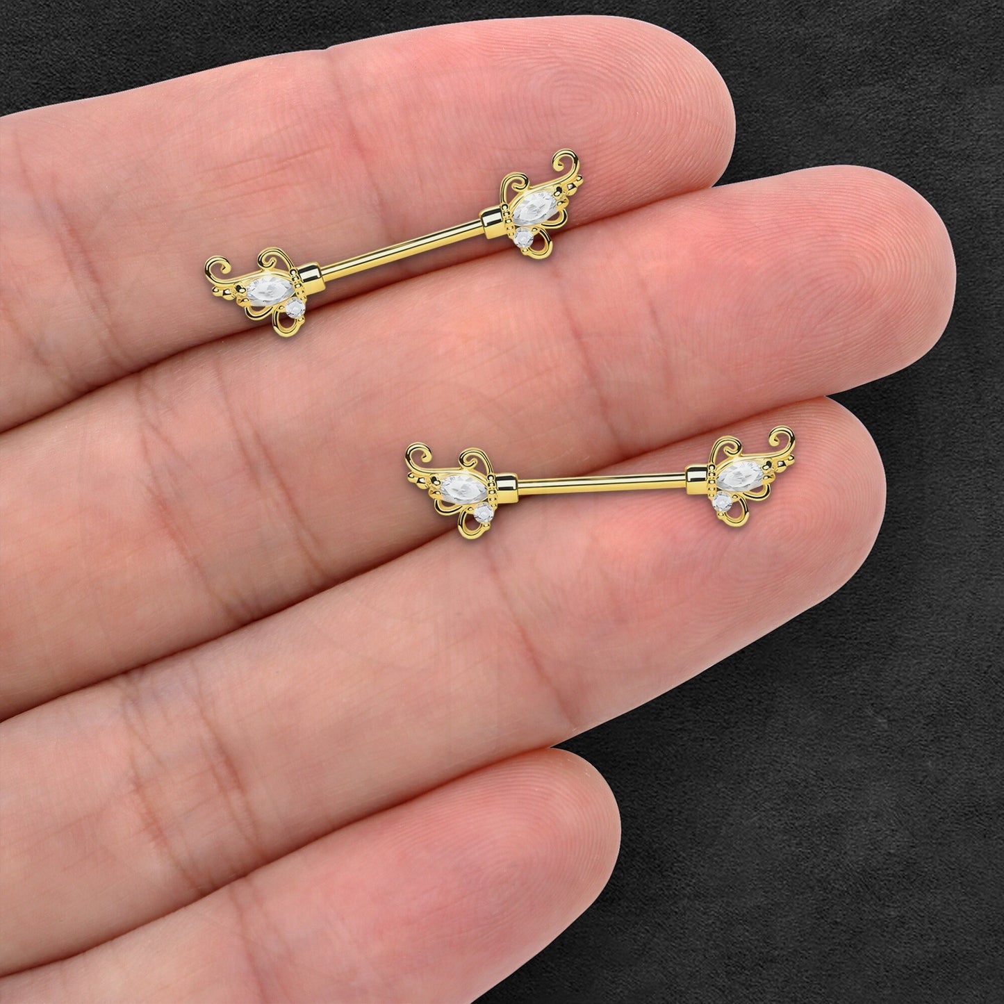 Surgical Steel Nipple Jewelry with Crystals Ornament CZ