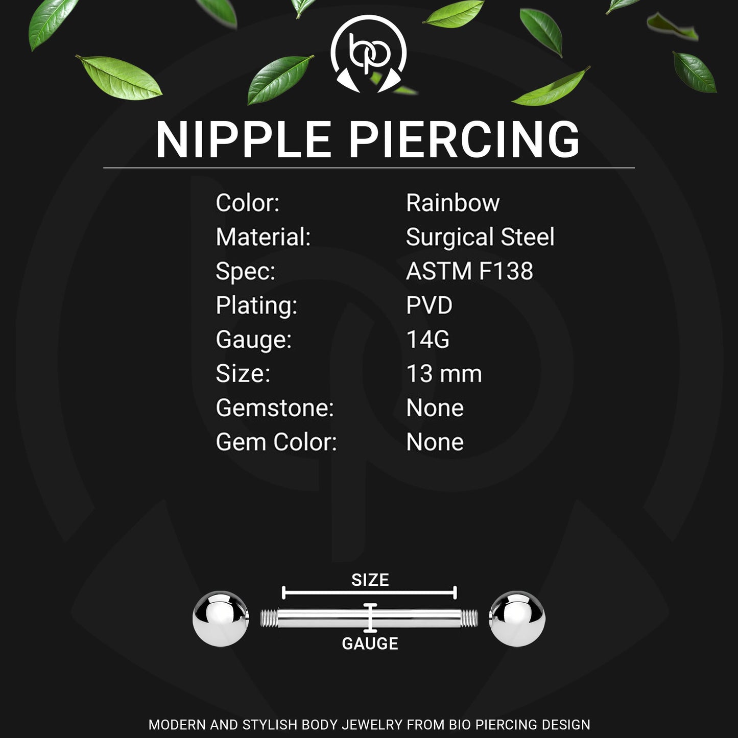 Surgical Steel Nipple Jewelry in Evil Heart Style