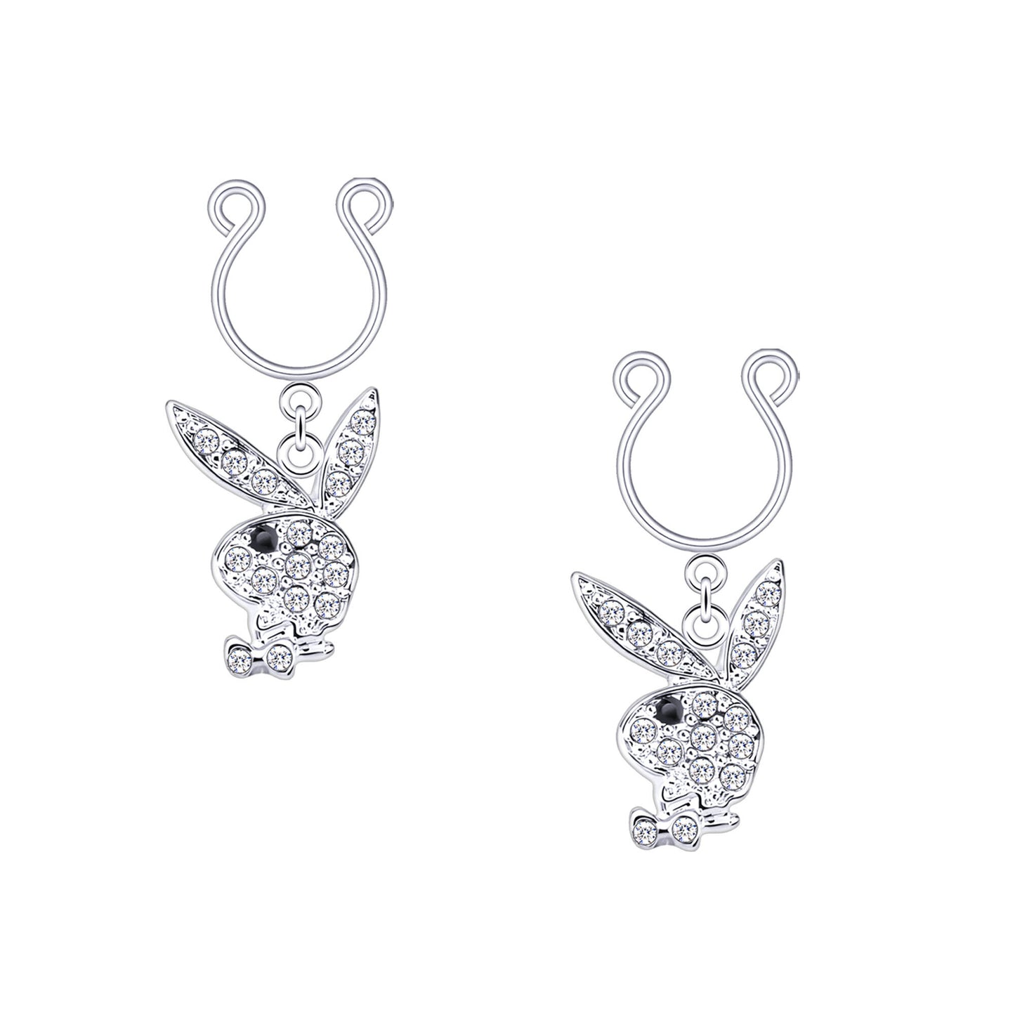 Silver Plated Nipple Clips with Crystal Rabbits