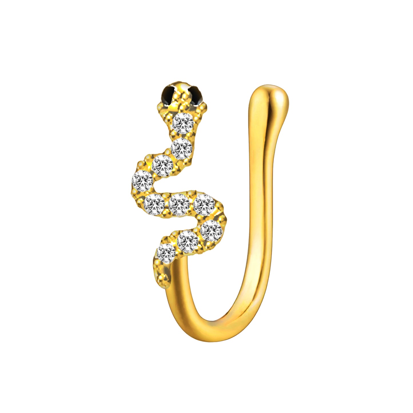 Gold Plated Nose Cuff with Snake