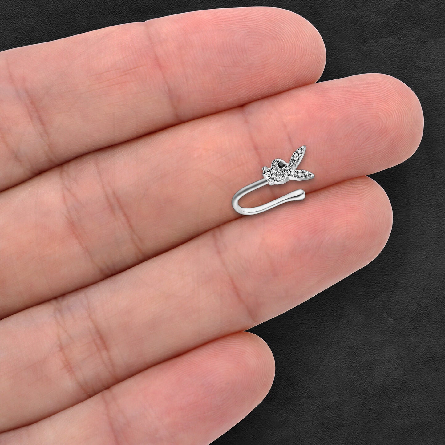 Silver Plated Nose Cuff with Rabbit