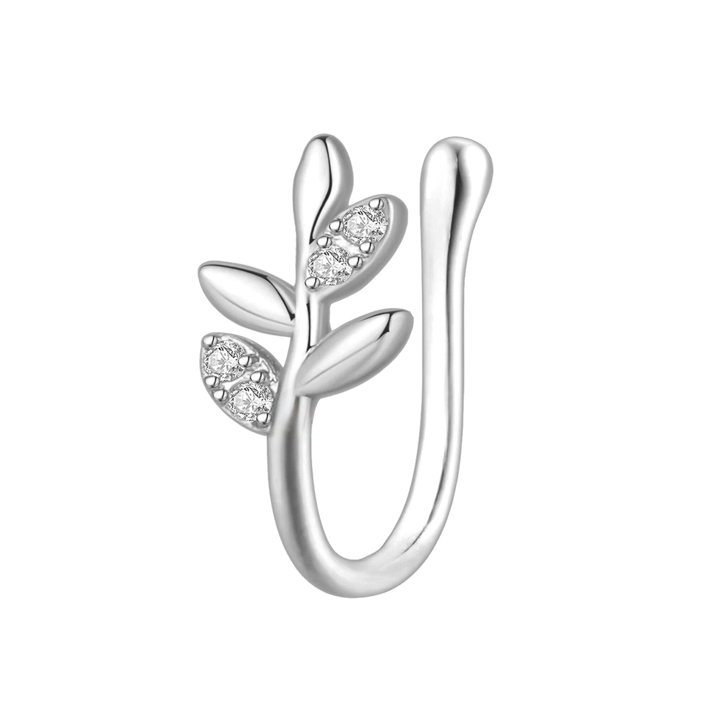 Silver Plated Nose Cuff with Leaves