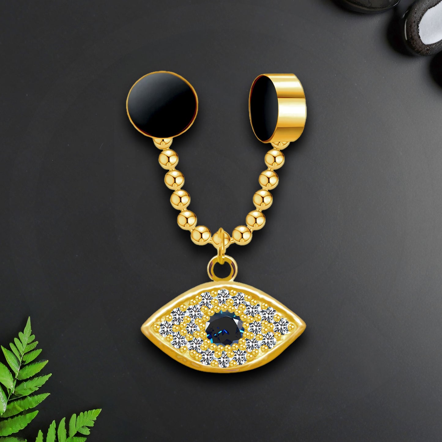 Gold Plated Septum Clip with Evil Eye Dangle