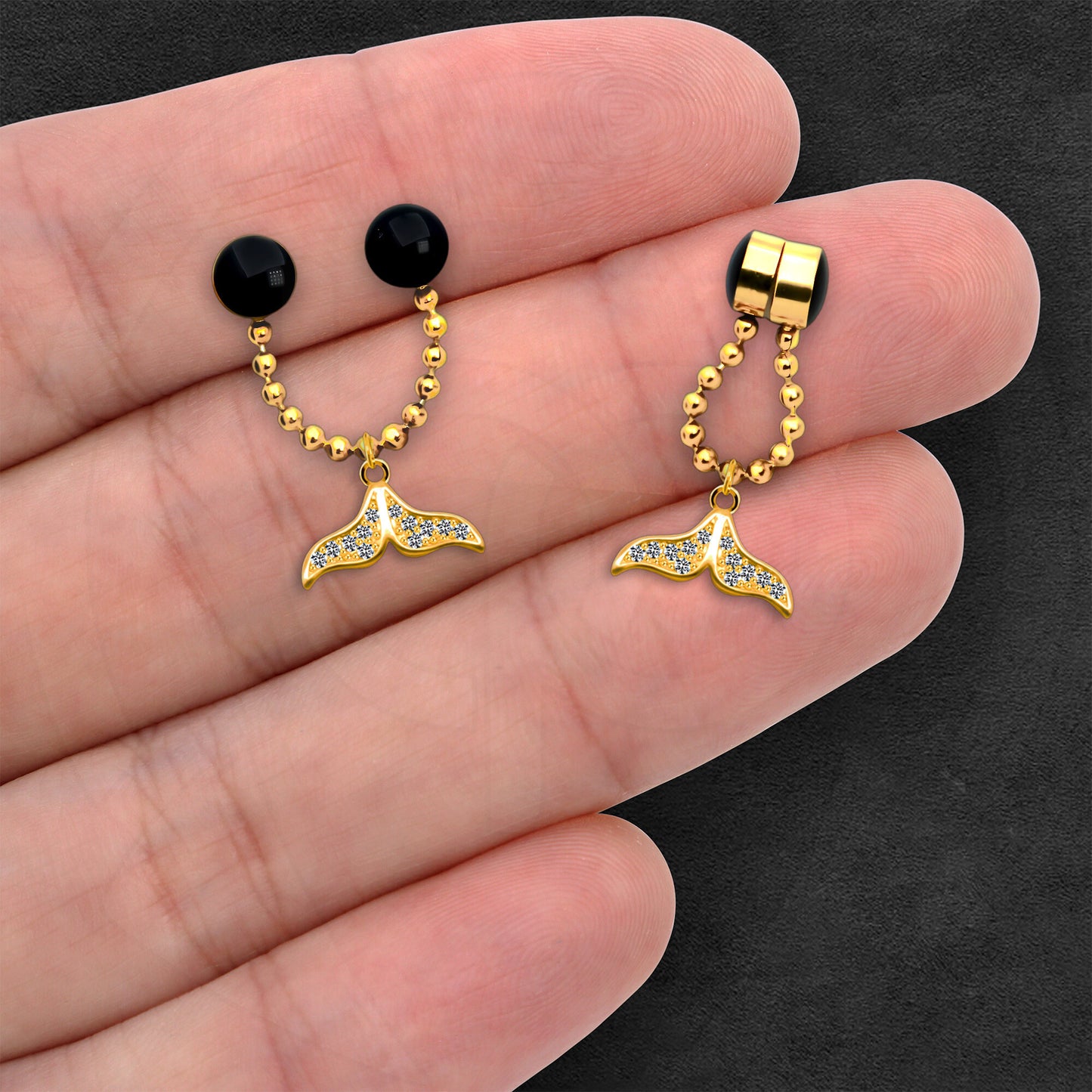Gold Plated Septum Clip with Mermaid Tail Dangle
