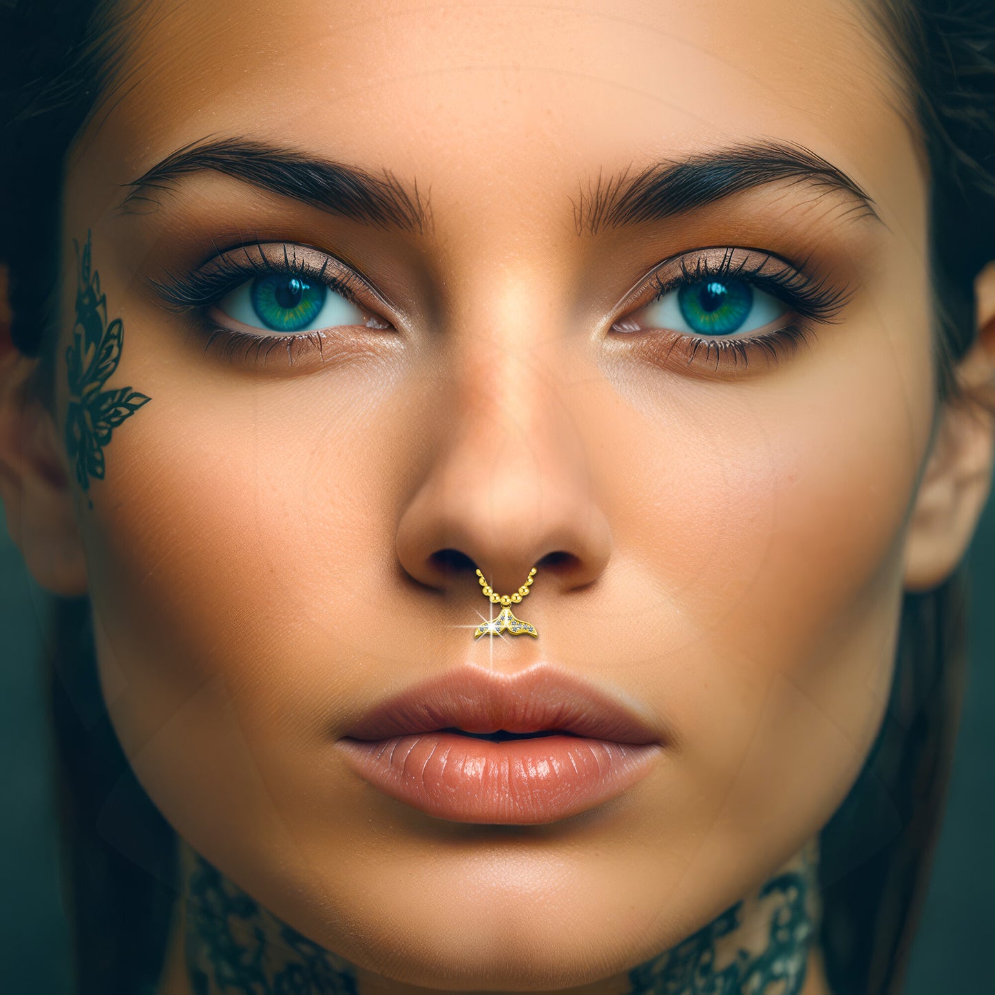 Gold Plated Septum Clip with Mermaid Tail Dangle
