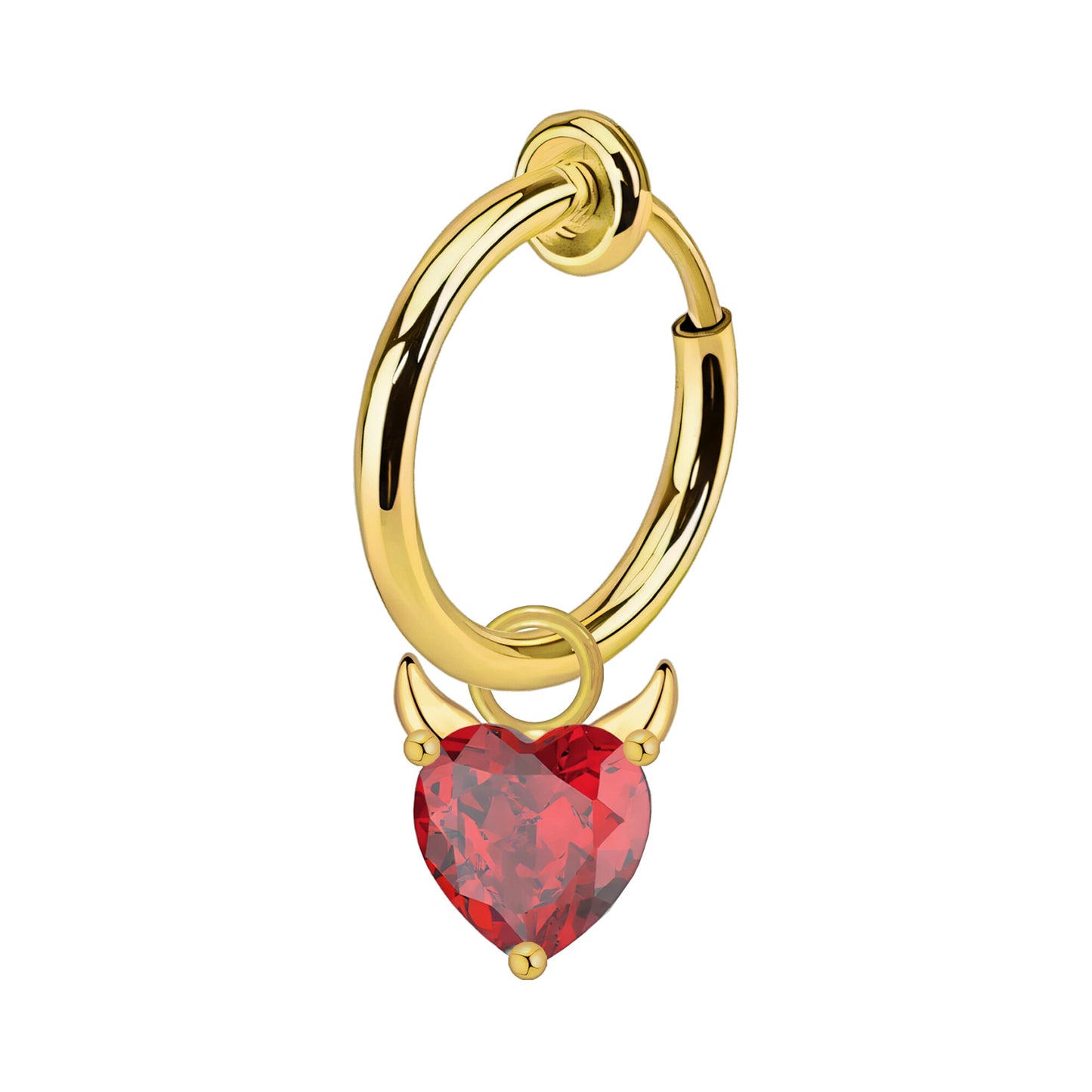 Surgical Steel Fake Ring with Red Evil Heart