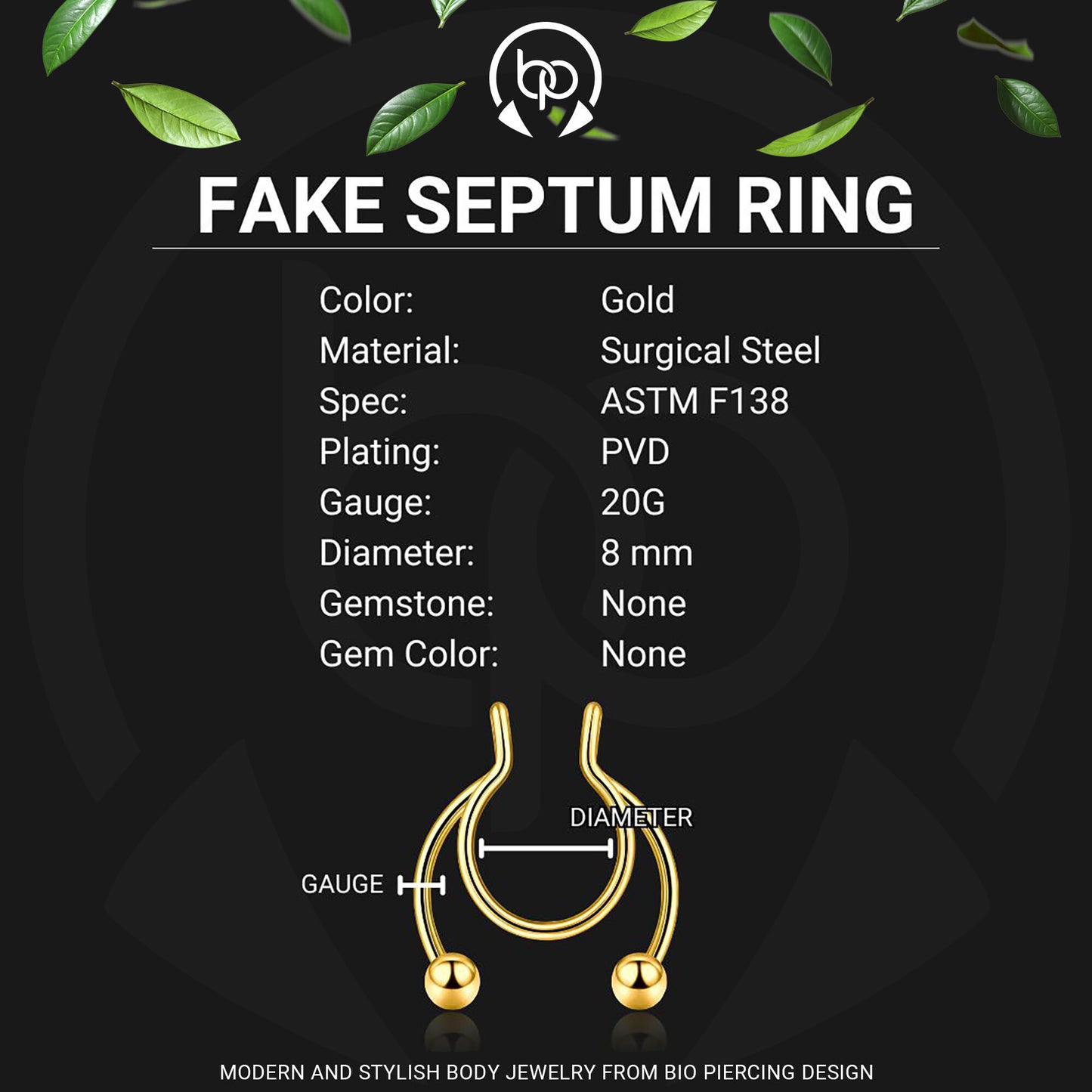 Surgical Steel Septum Cuff with Classic Balls