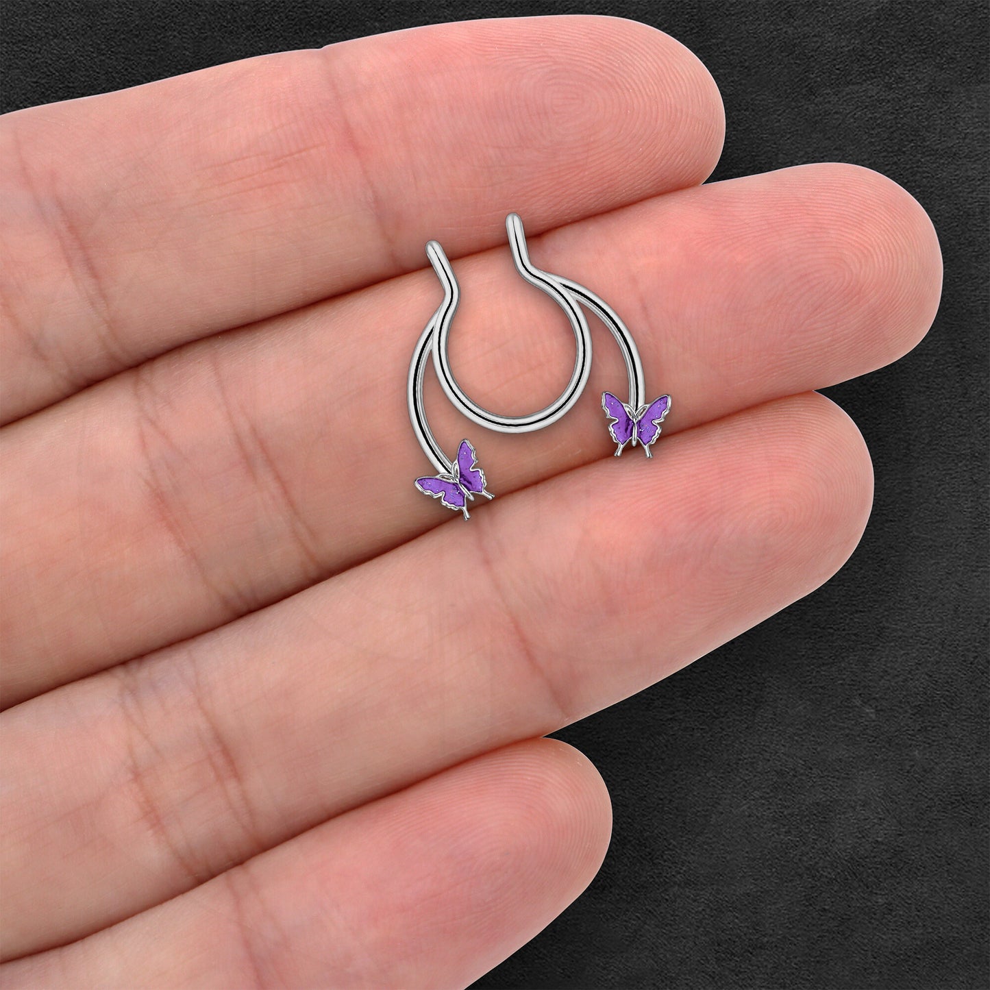 Surgical Steel Septum Cuff with Butterflies