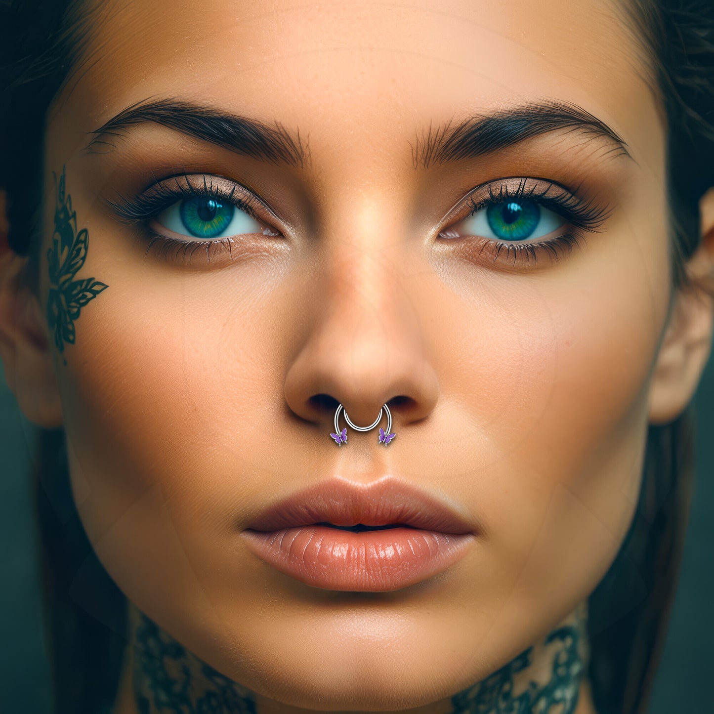 Surgical Steel Septum Cuff with Butterflies