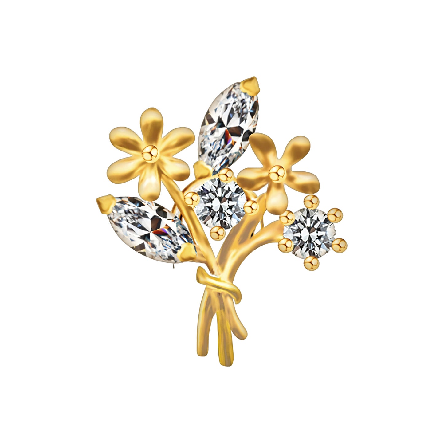 Gold Plated Nostril Clip with Crystal Flower