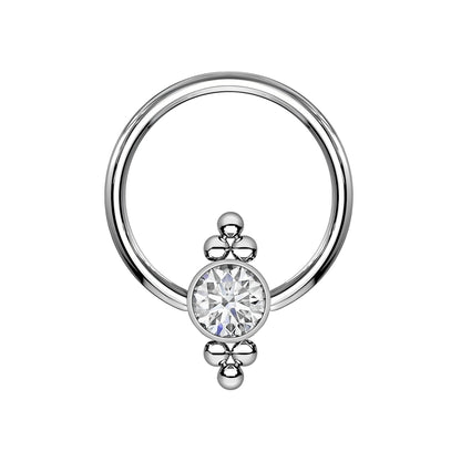 Titanium Captive Bead Ring with Zirconia and Six Beads