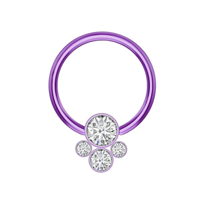 Titanium Captive Bead Ring with Four Zirconia Set