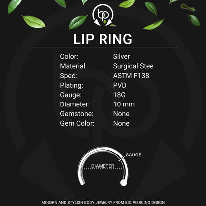 Surgical Steel Fake Lip Ring with Flower Figure