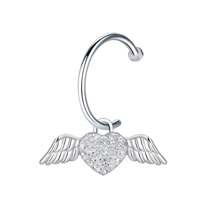 Surgical Steel Fake Lip Ring with Flying Heart and CZ