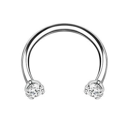 Titanium Horseshoe Ring with Clear Zirconia