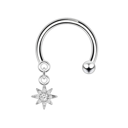 Surgical Steel Horseshoe Ring with Star Dangle