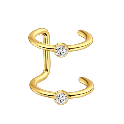 Surgical Steel Ear Cuff with Double Hoops and Zirconia