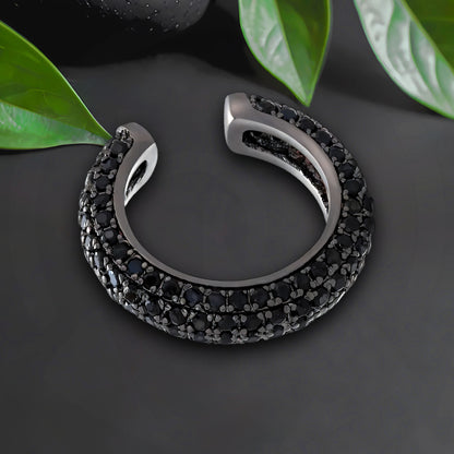 Black Oxide Ear Cuff in Thick Style with Black CZ
