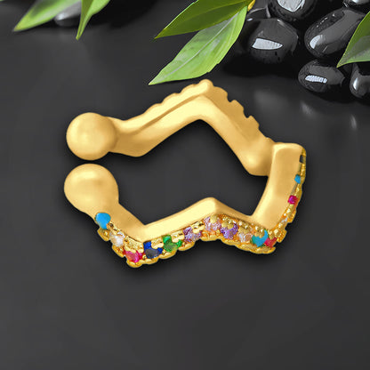 Gold Plated Ear Cuff with Rainbow Zirconia