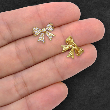 Gold Plated Ear Cuff with Bow and Zirconia