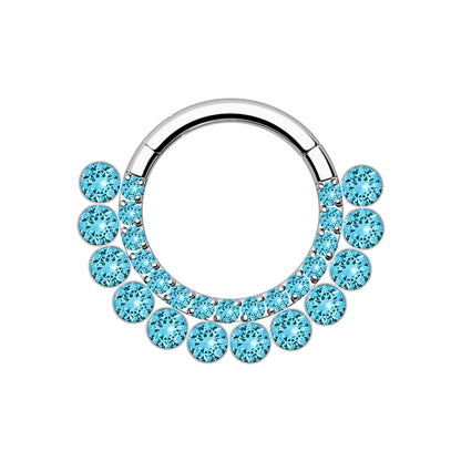 Titanium Clicker Ring with Double Raw Aqua Zirconias