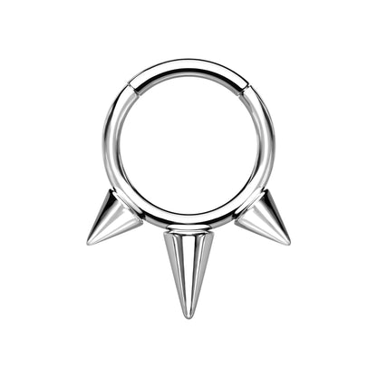 Titanium Clicker Ring with Three Spikes