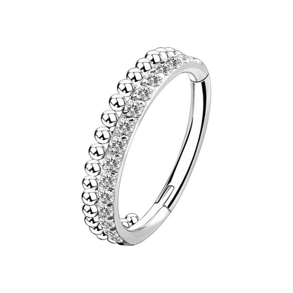 Titanium Clicker Ring with Beads and Crystals