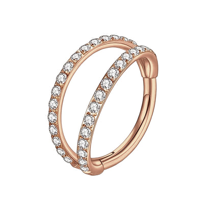 Titanium Clicker Ring in Double Hoops Style and Zirconia