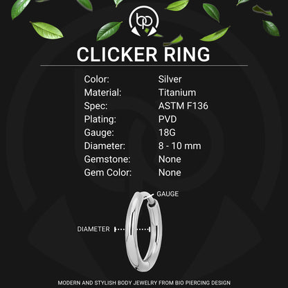Titanium Clicker Ring in Classic Earring Style