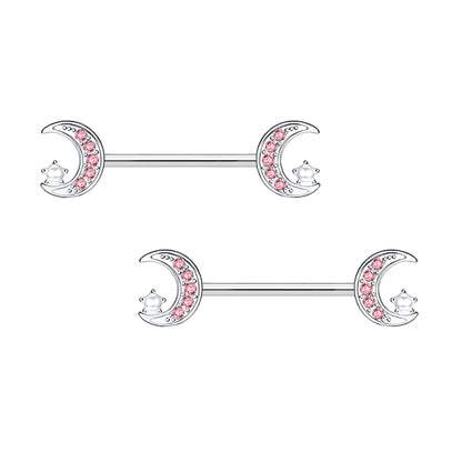 Surgical Steel Nipple Jewelry with Moon and Star